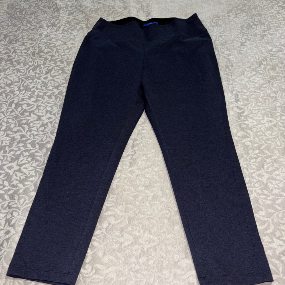 Apt 9 Womens XL Navy Blue Heathered Pull On Slim Leg Cropped Dress Pants (E19)